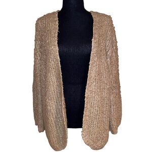 Kensie Soft Fluffy Tan Teddy Cardigan Sweater
